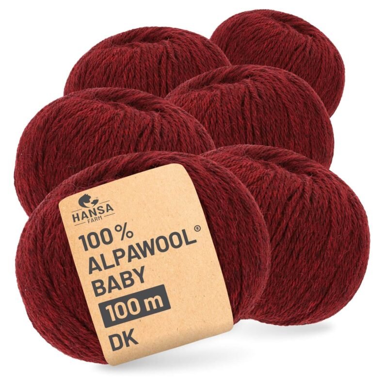 ALPAWOOL Baby 100 DK | Baby-Alpakawolle Weinrot Melange